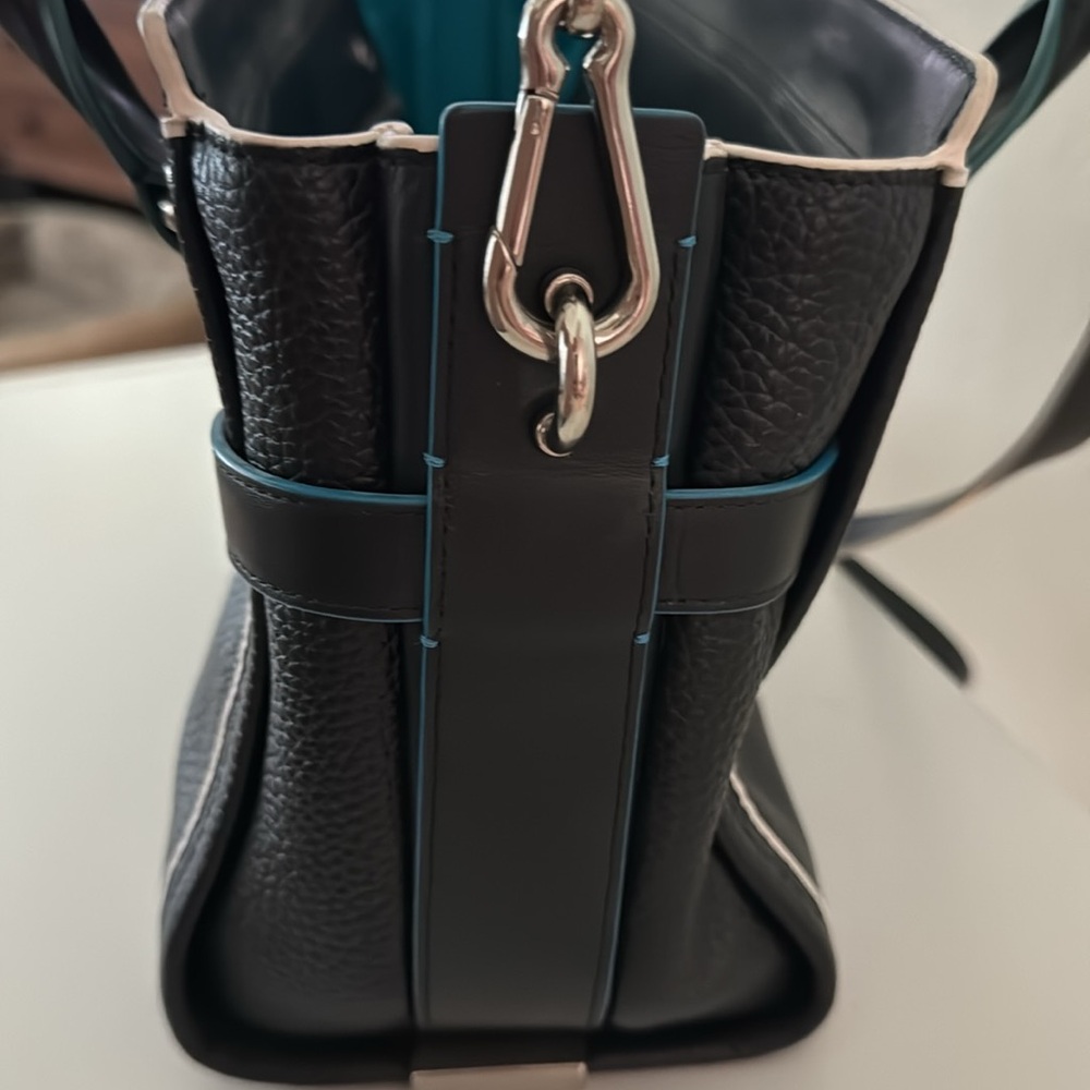 Coach Swagger 27 Edgestain Pebbled Handbag Black Tricolor Leather Satchel - Picture 5 of 7